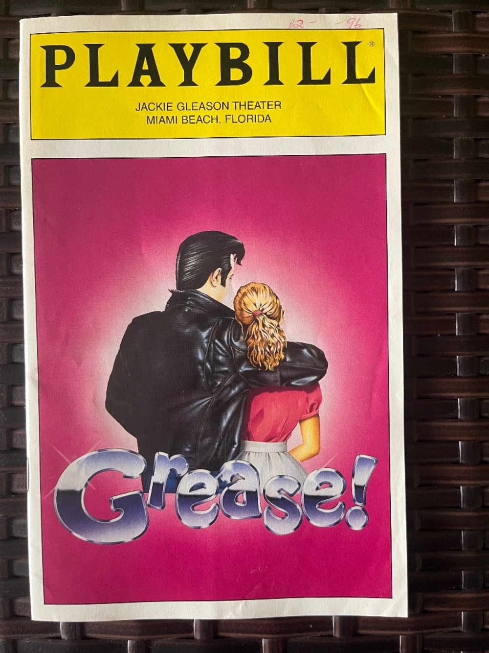 Grease Playbill Jackie Gleason Theatre Miami Beach with Frankie Avalon Dec 1996